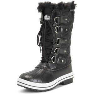 Black Rubber Polar Nylon Tall Winter‎ Snow Cold Shoes Boot for Adult Women